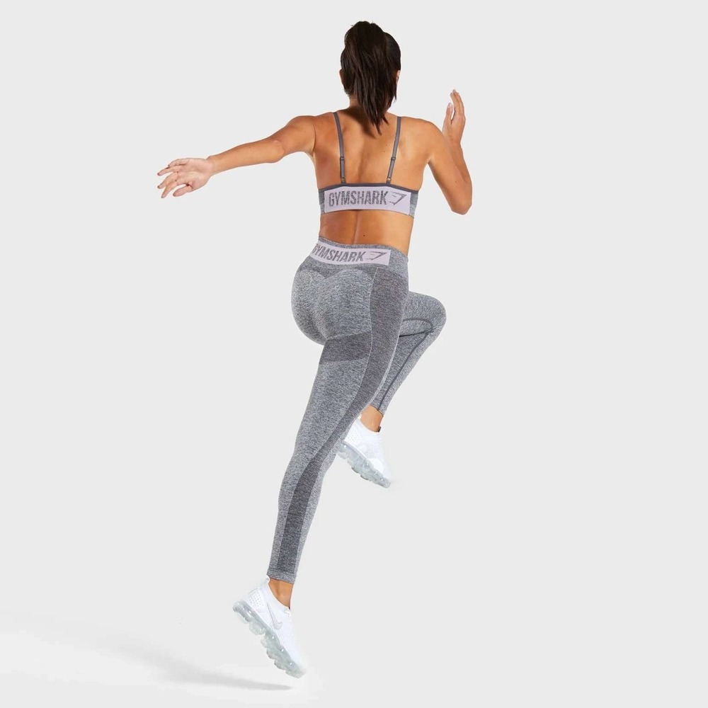 GymShark The Flex High Waisted Seamless Contouring Work Out Leggings Grey/Pink S